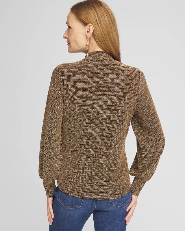 Textured Gold Mock-Neck Top - image 3